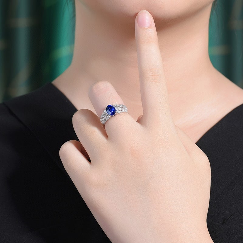 14k Gold 2.75 Ctw Natural Sapphire & Diamond Ring - 6