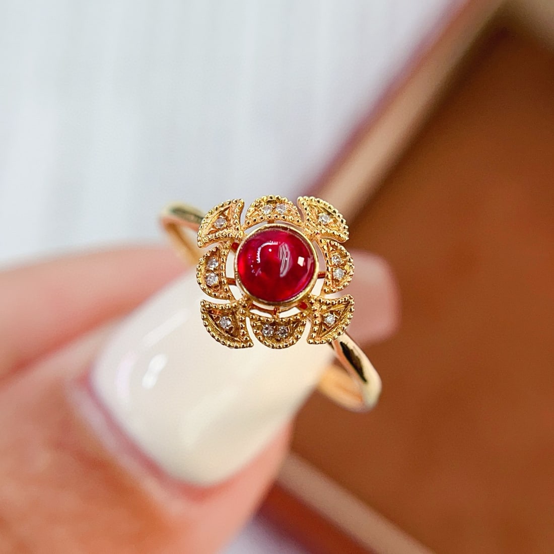 14k Gold 0.50 Ct Natural Ruby & Diamond Ring - 4