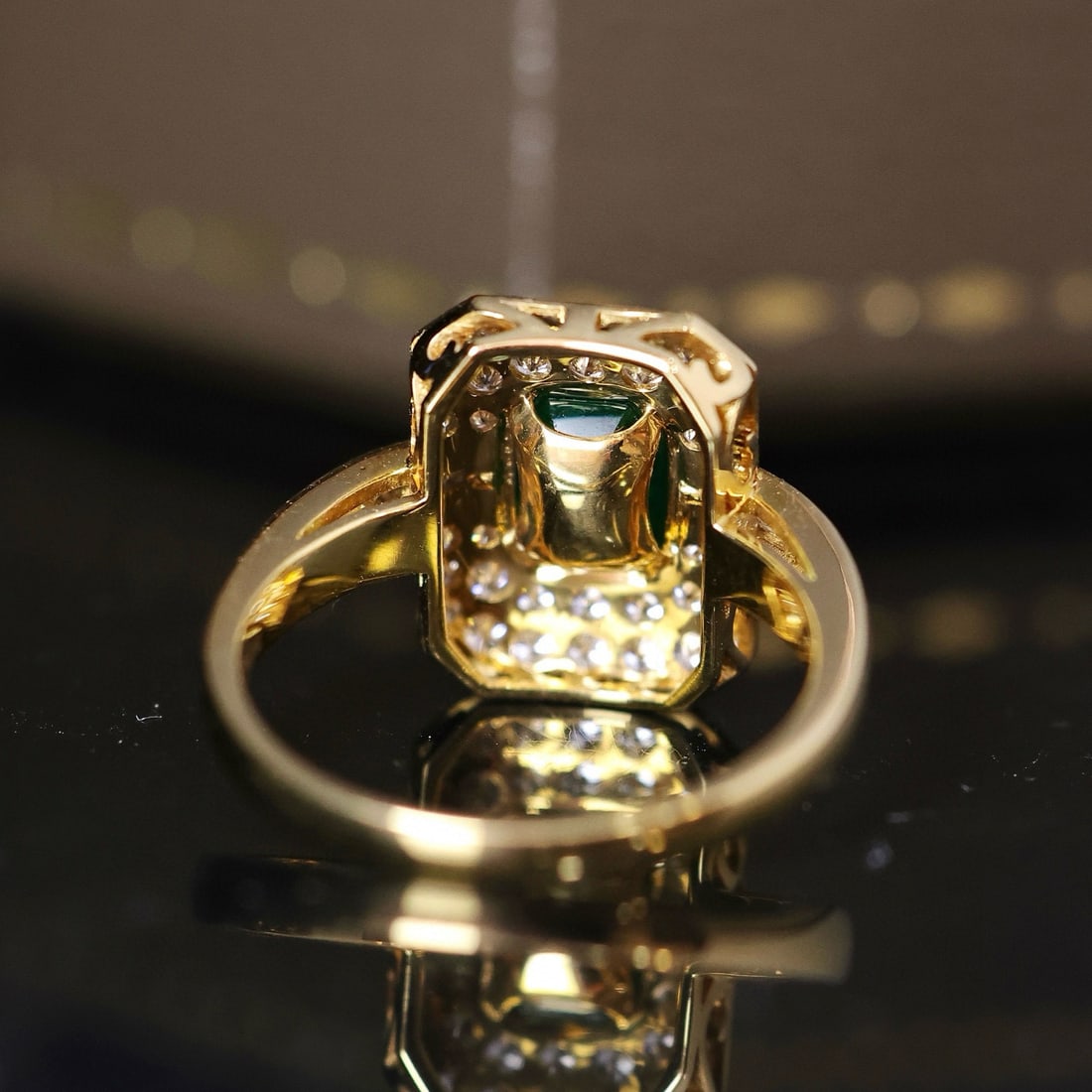 14k Gold 1.33 Ctw Vivid Green Natural Emerald & Diamond Ring - 6