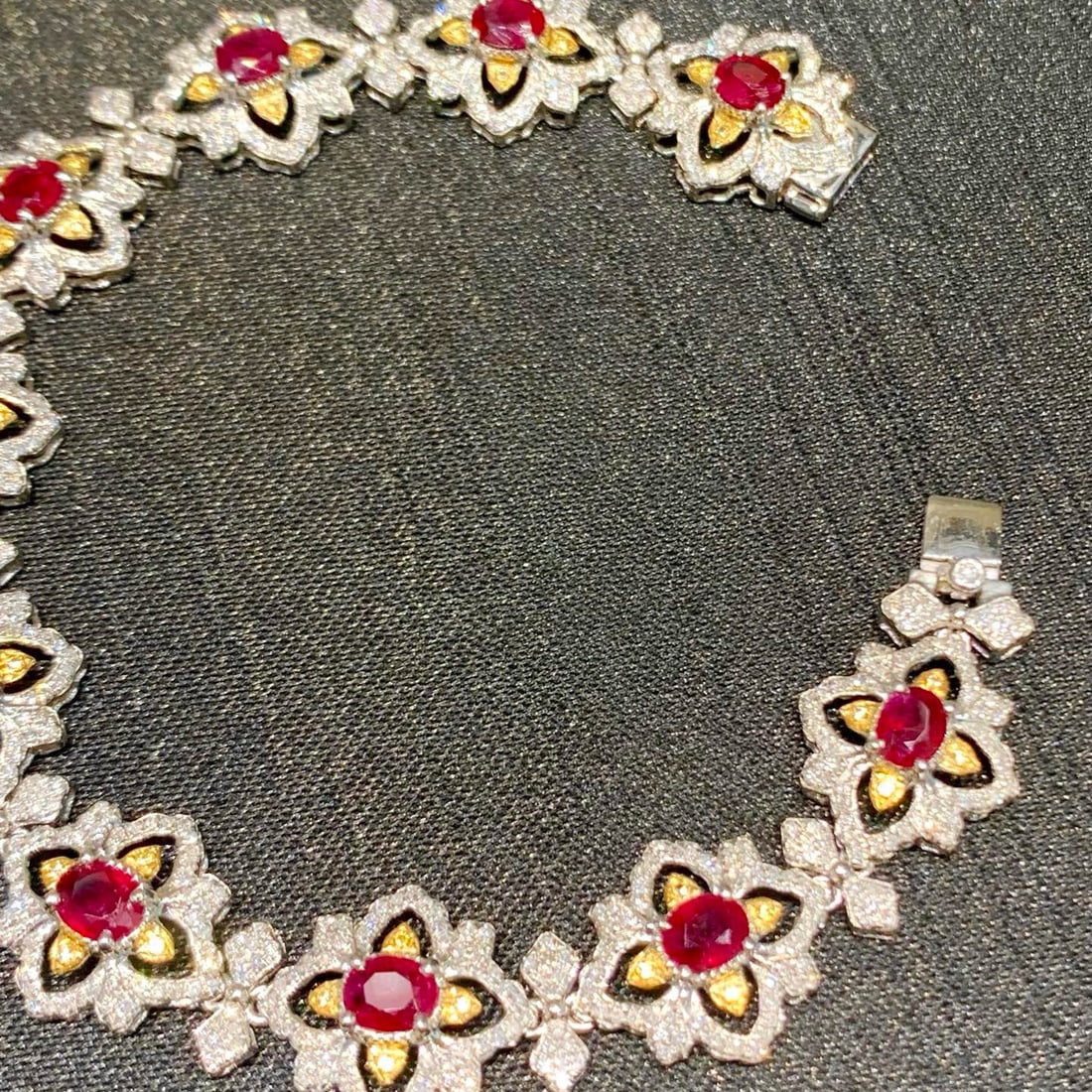 14k Gold 7.2 Ct Natural Ruby & Diamond Bracelet - 2