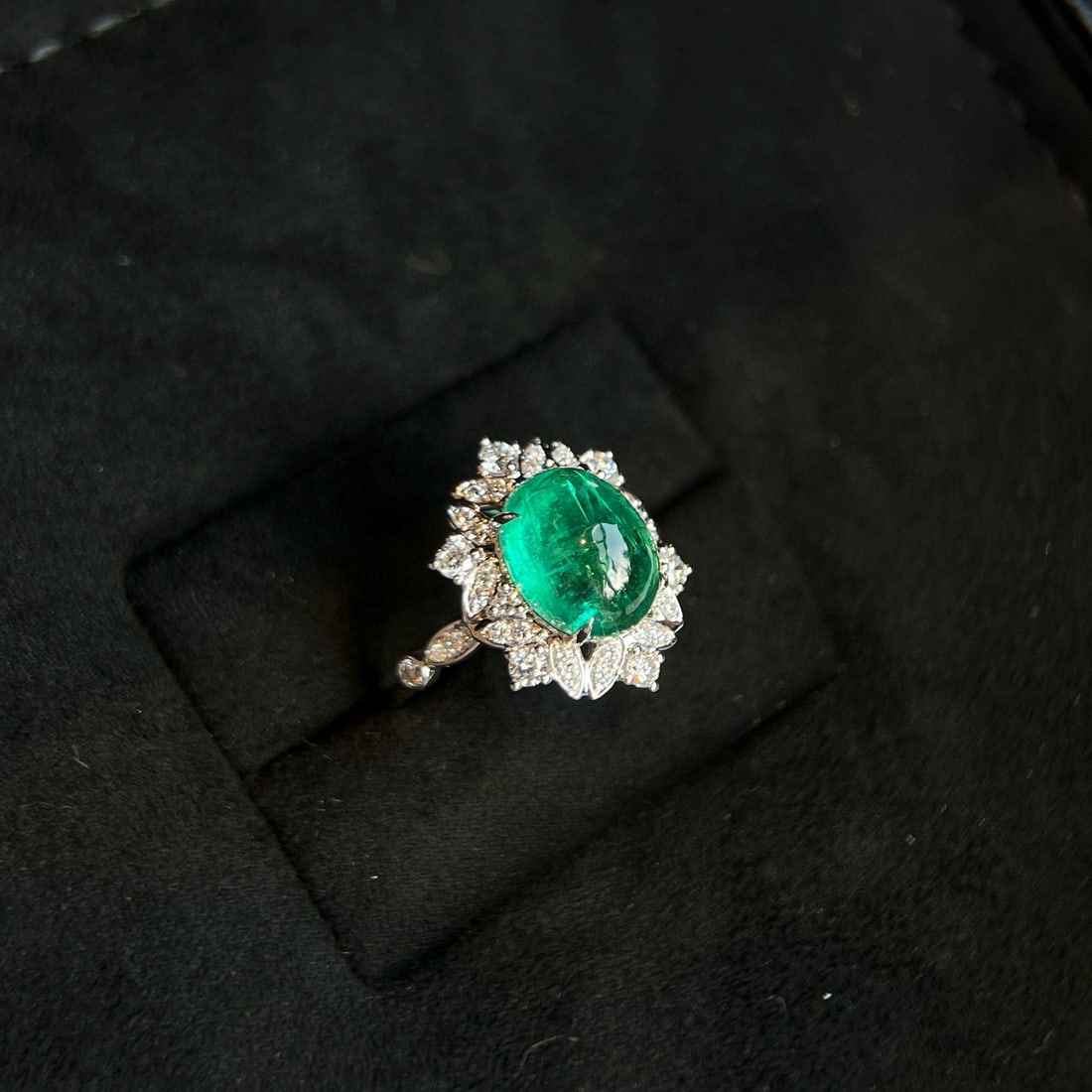 14k Gold 4.81 Ctw Natural Emerald & Lab Grown Diamond Ring - 2