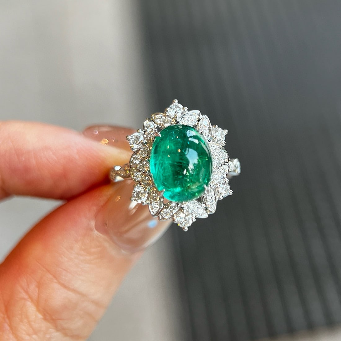 14k Gold 4.81 Ctw Natural Emerald & Lab Grown Diamond Ring - 3