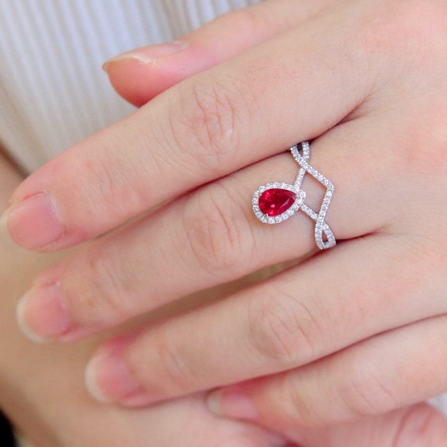 14k Gold 1.08 Ctw Natural Ruby & Diamond Ring - 3