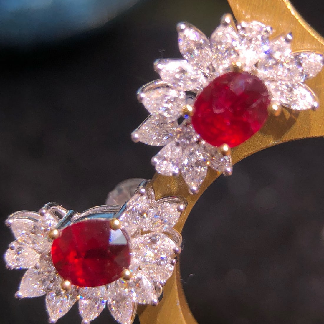 14k Gold 2.97 Ctw Natural Ruby & Diamond Earrings - 3