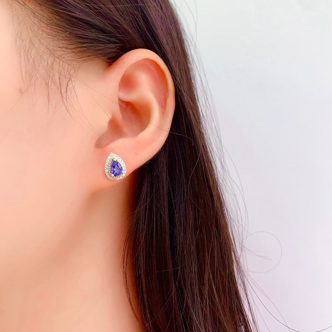 14k Gold 1.5 Ct Natural Sapphire & Diamond Earrings - 6