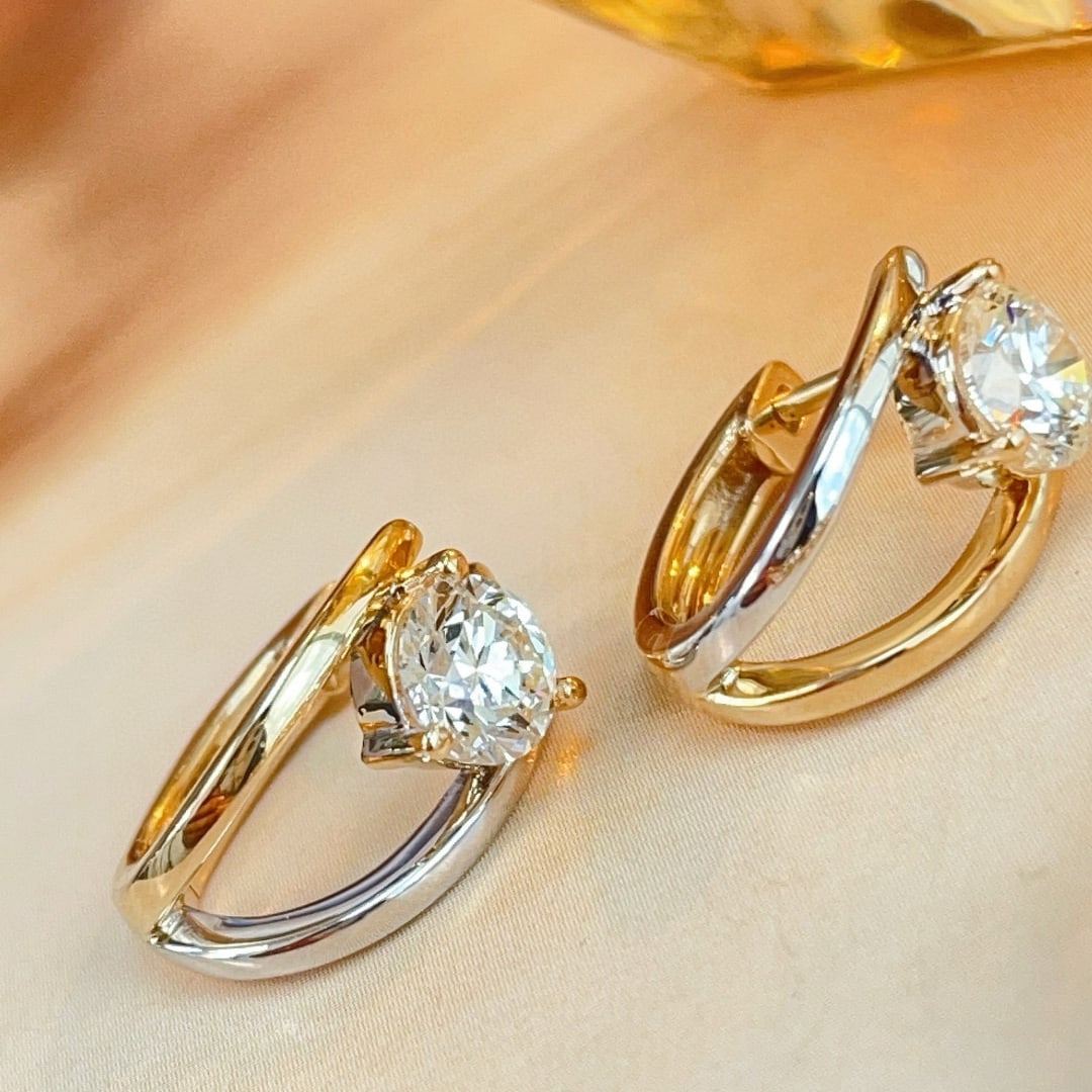 14k Gold 1.00 Ct Natural H Diamond Earrings - 2