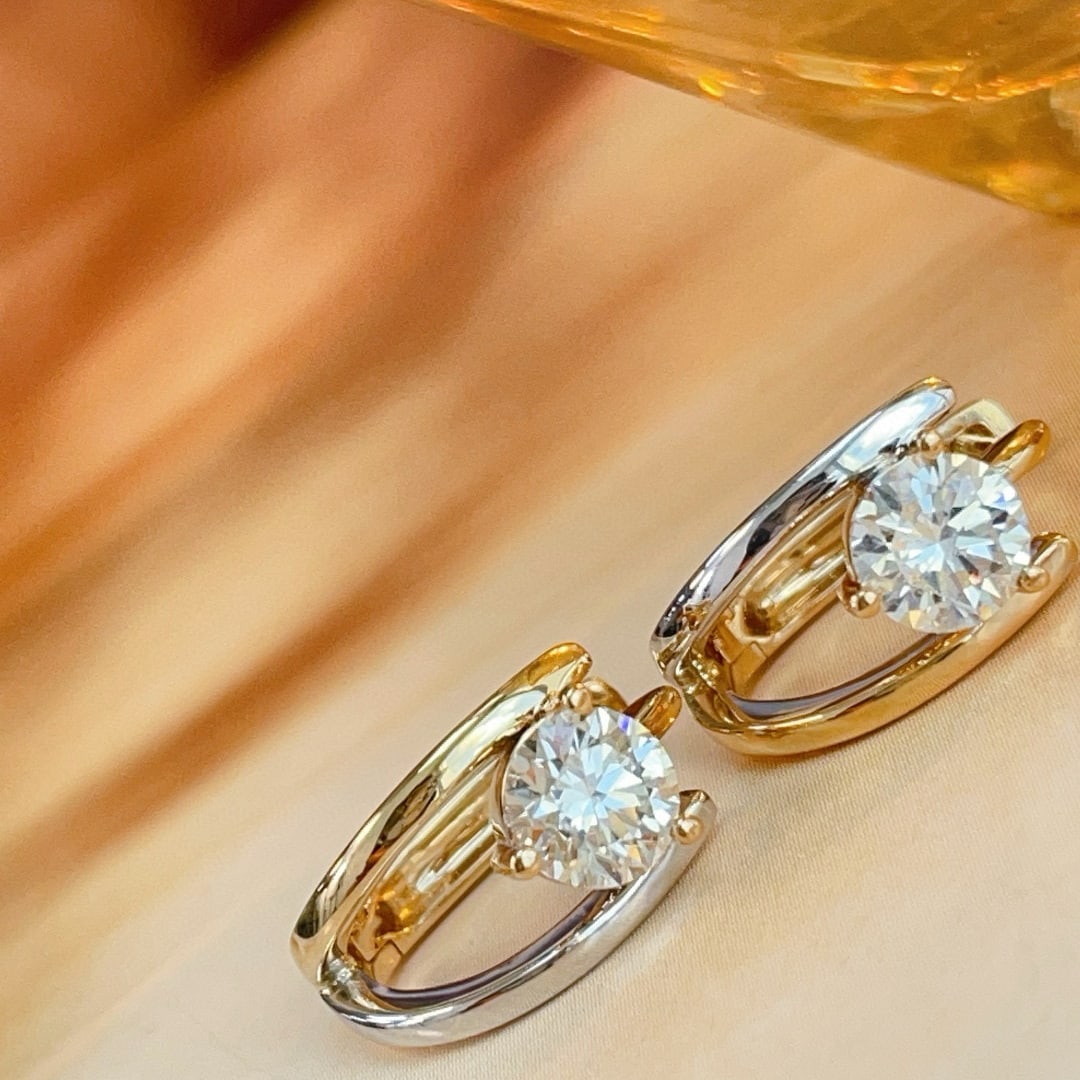 14k Gold 1.00 Ct Natural H Diamond Earrings - 3