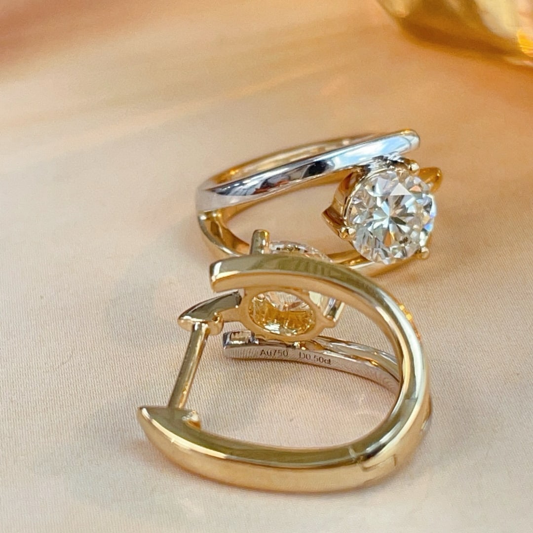 14k Gold 1.00 Ct Natural H Diamond Earrings - 4