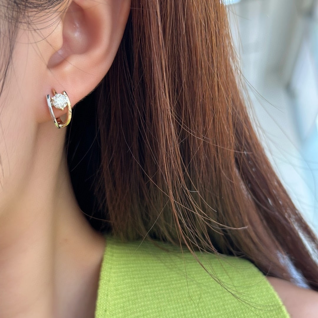 14k Gold 1.00 Ct Natural H Diamond Earrings - 6