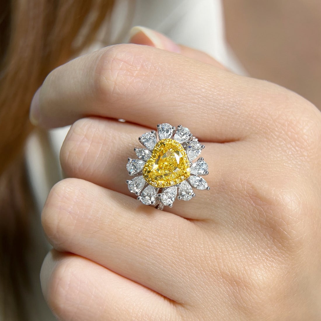 Gia Certified 14k Gold 3.76 Ctw Natural Yellow Diamond & Diamond Ring/pendant( Without Chain ) - 4
