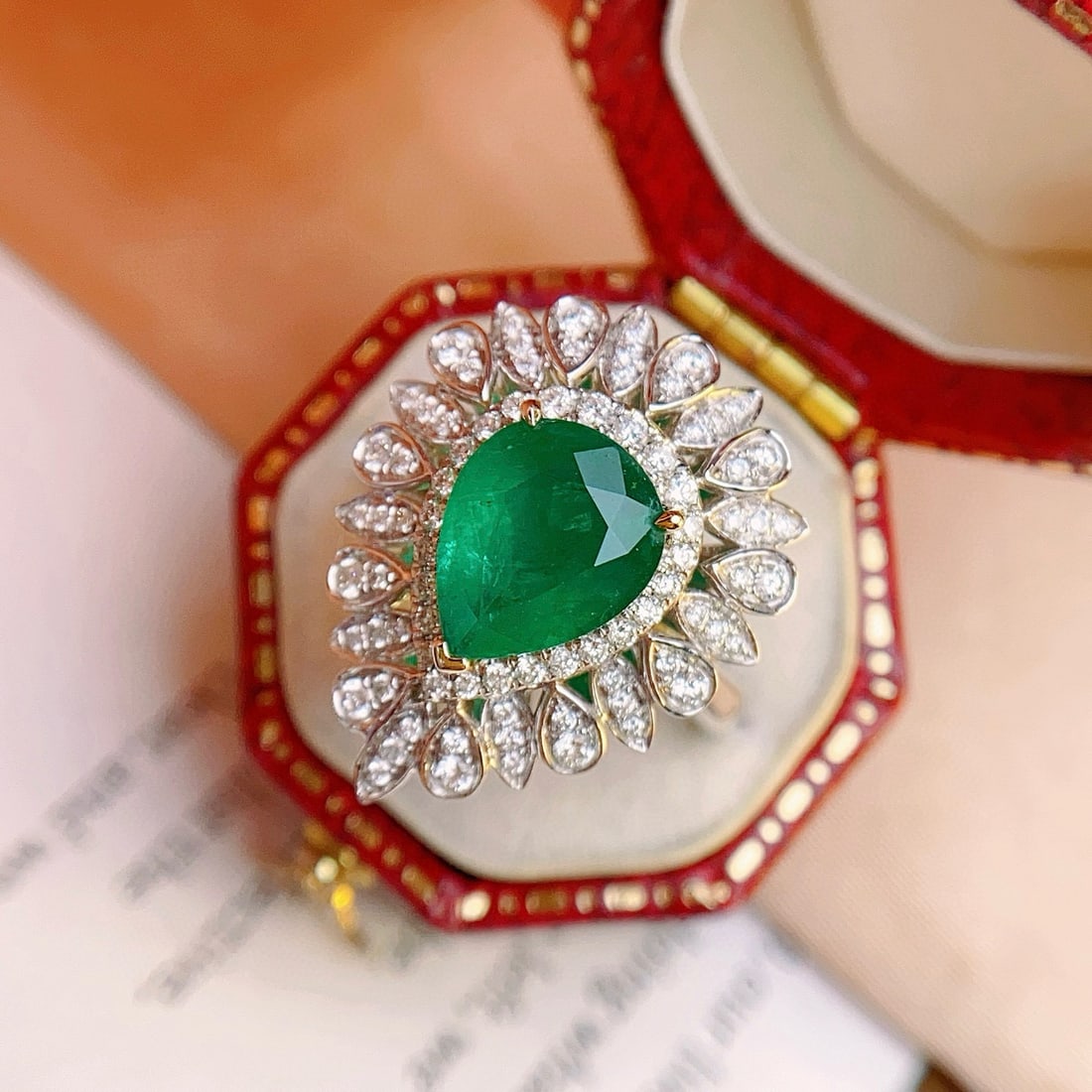 14k Gold 1.85 Ct Vivid Green Natural Emerald & Diamond Ring - 5