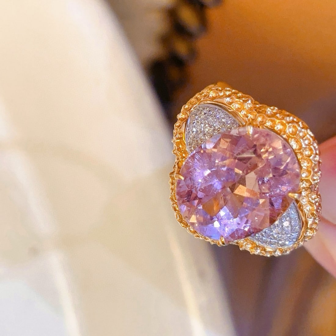 14k Gold 7 Ct Natural Tourmaline & Diamond Ring - 2