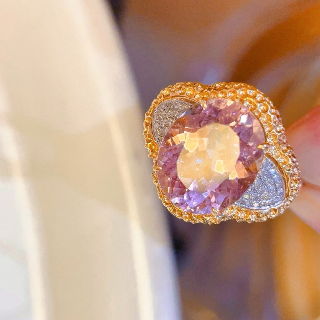 14k Gold 7 Ct Natural Tourmaline & Diamond Ring - 3
