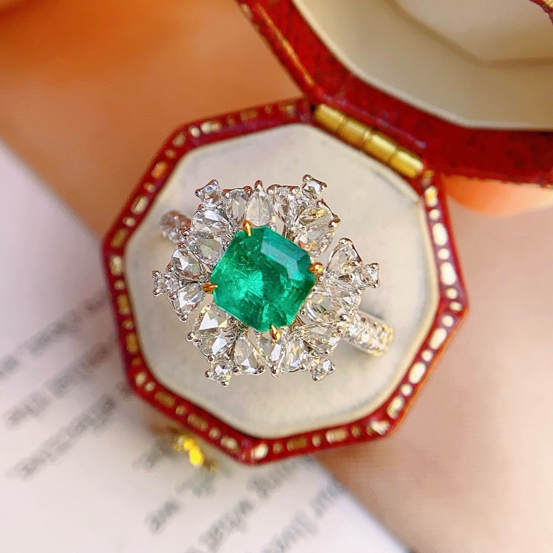 14k Gold 2.06 Ctw Natural Emerald & Diamond Ring - 2