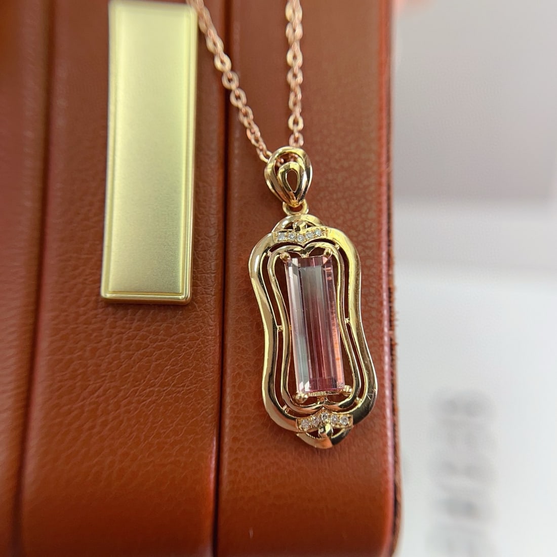 14k Gold 1.50 Ct Natural Tourmaline & Diamond Pendant( Without Chain ) - 2
