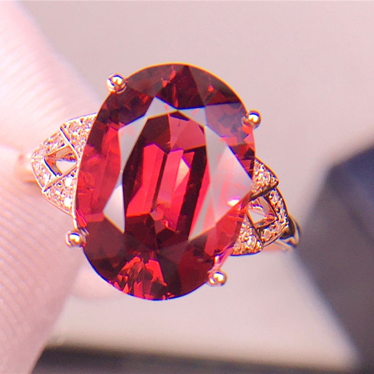 14k Gold 5.1 Ct Natural Tourmaline & Diamond Ring - 2