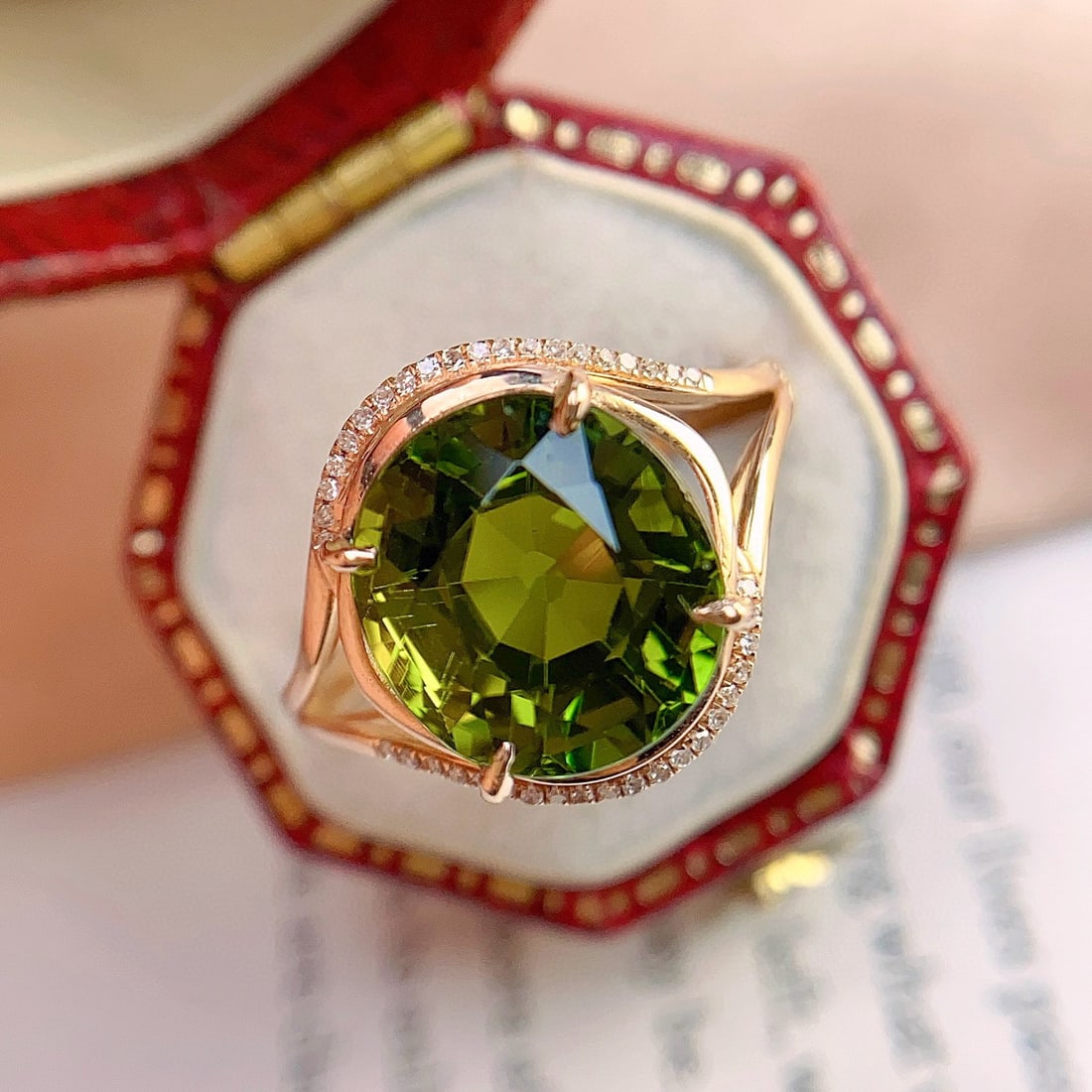 14k Gold 5.20 Ct Natural Tourmaline & Diamond Ring - 4