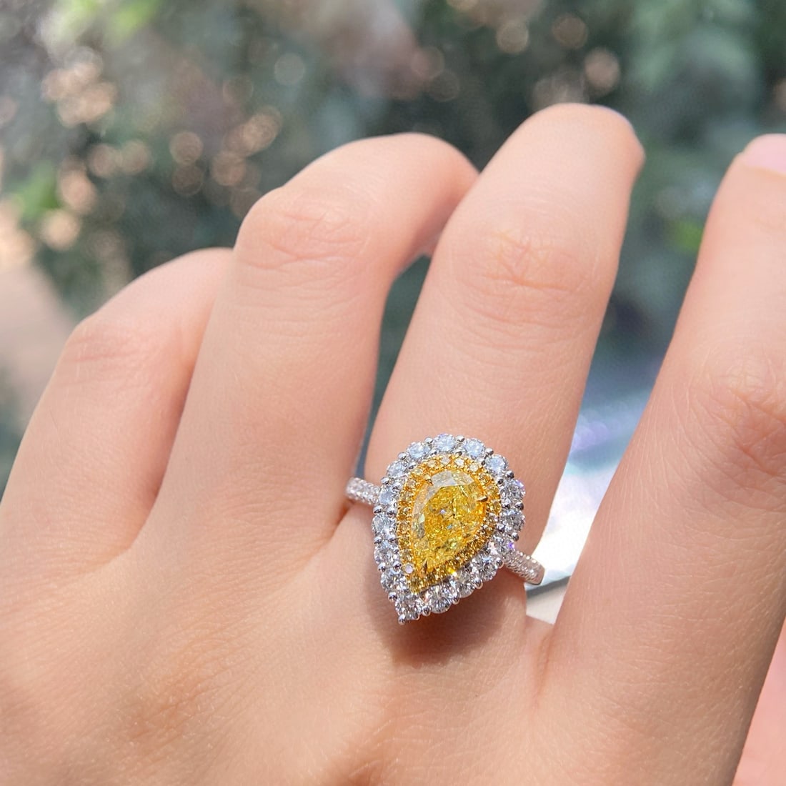 Gia Certified 14k Gold 2.53 Ctw Natural Yellow Diamond & Diamond Ring/pendant( Without Chain ) - 2