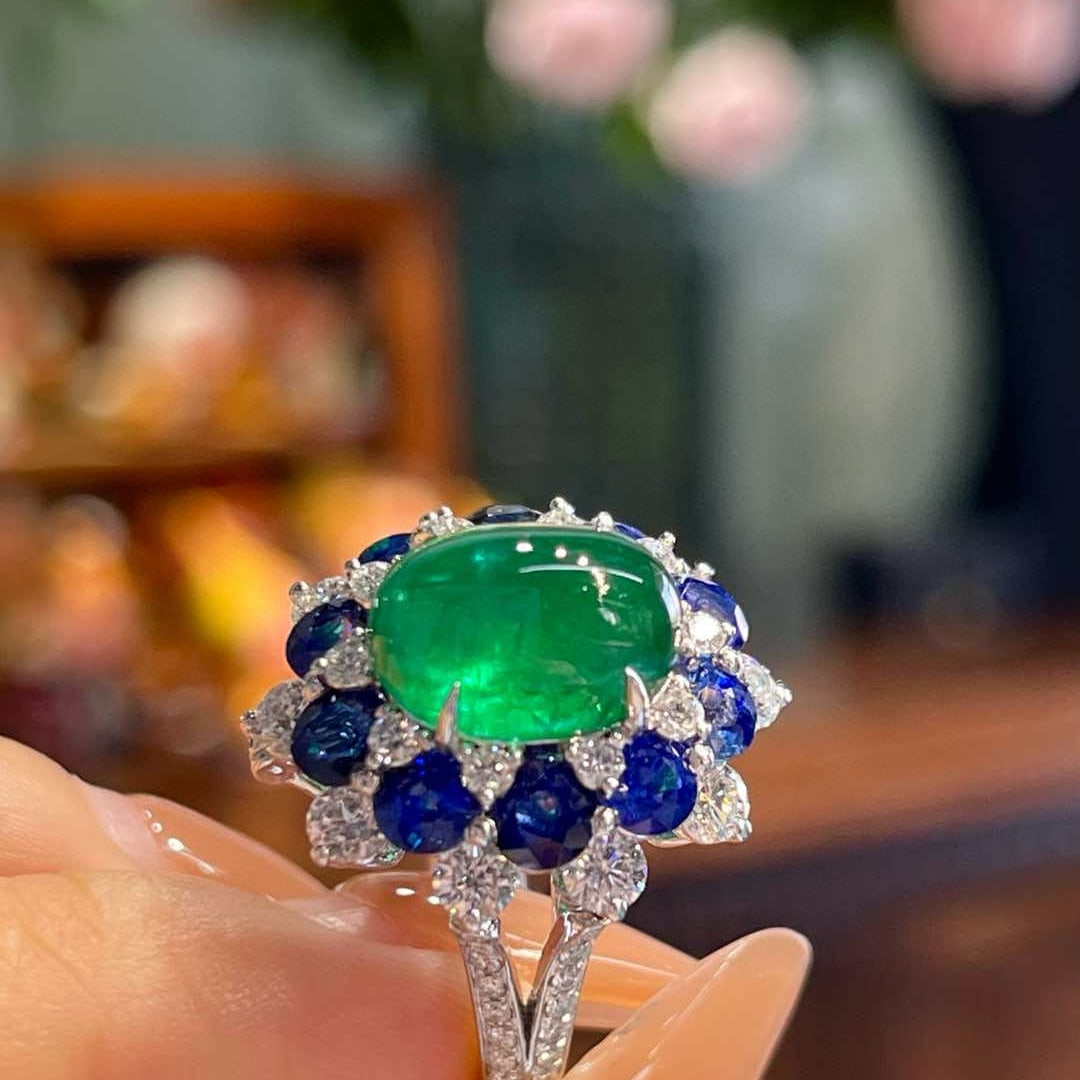 14k Gold 7.01 Ctw Vivid Green Natural Emerald & Diamond Ring/pendant( Without Chain ) - 5