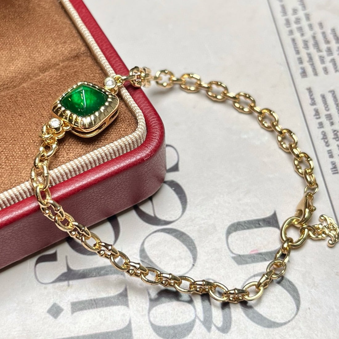 14k Gold 2.06 Ctw Vivid Green Natural Emerald & Diamond Bracelet - 3