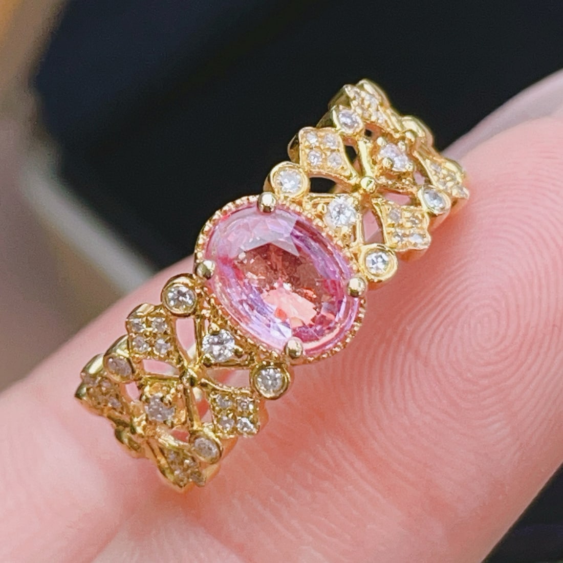 14k Gold 1.05 Ct Natural Sapphire & Diamond Ring - 2