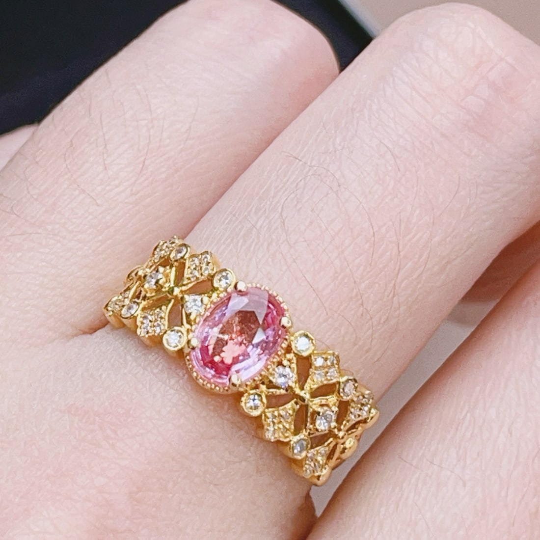 14k Gold 1.05 Ct Natural Sapphire & Diamond Ring - 4