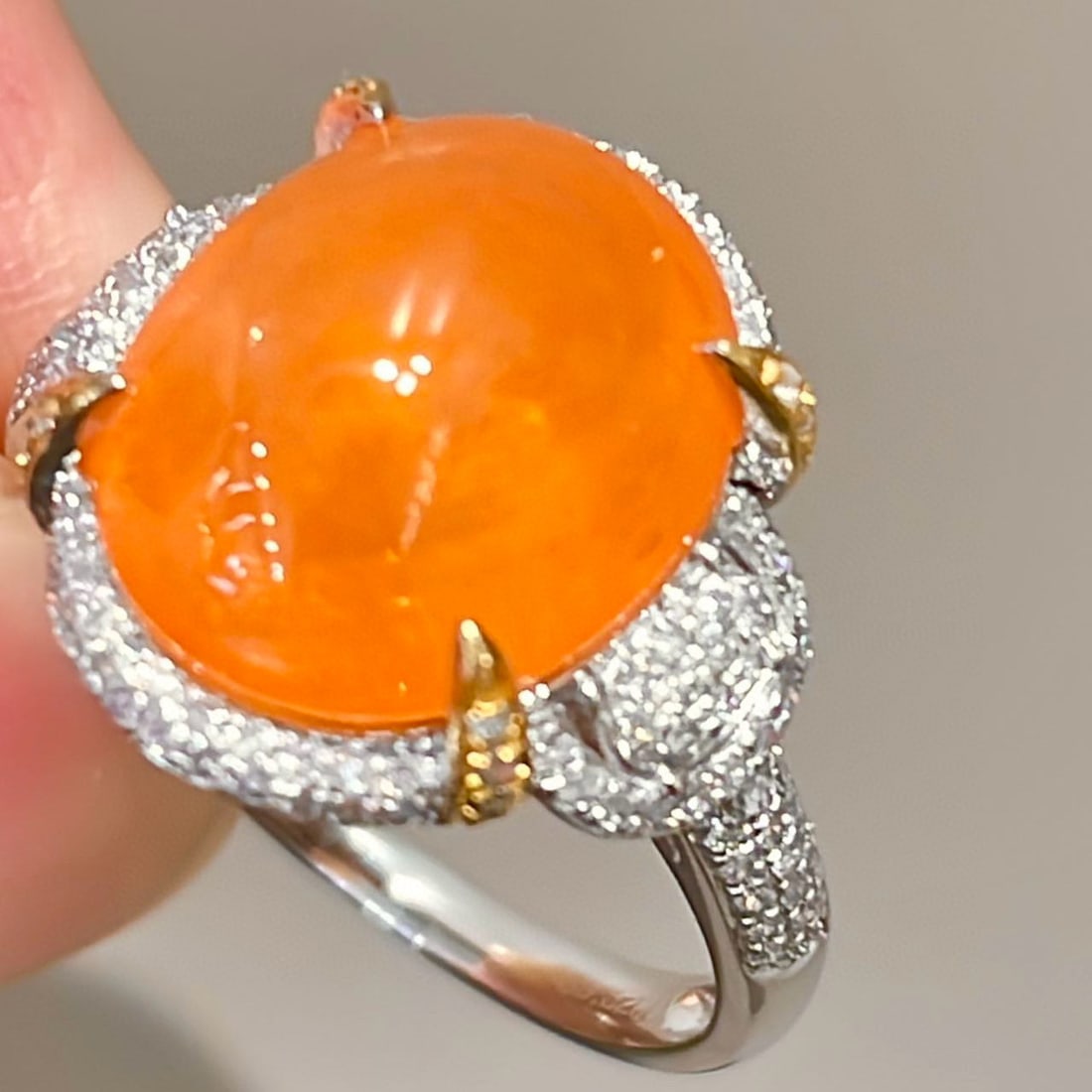 14k Gold 9.32 Ct Natural Spessartine & Diamond Ring - 3