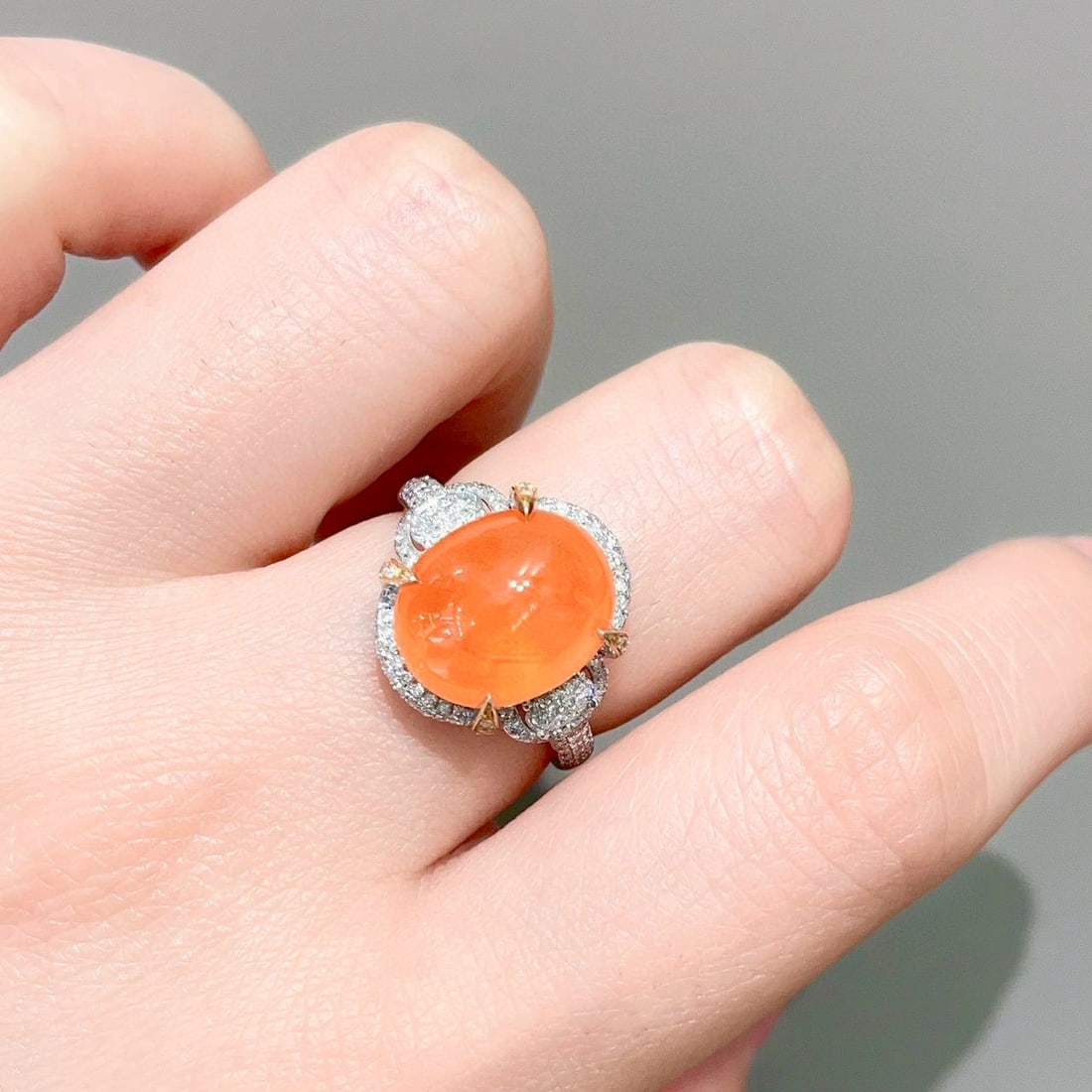 14k Gold 9.32 Ct Natural Spessartine & Diamond Ring - 6