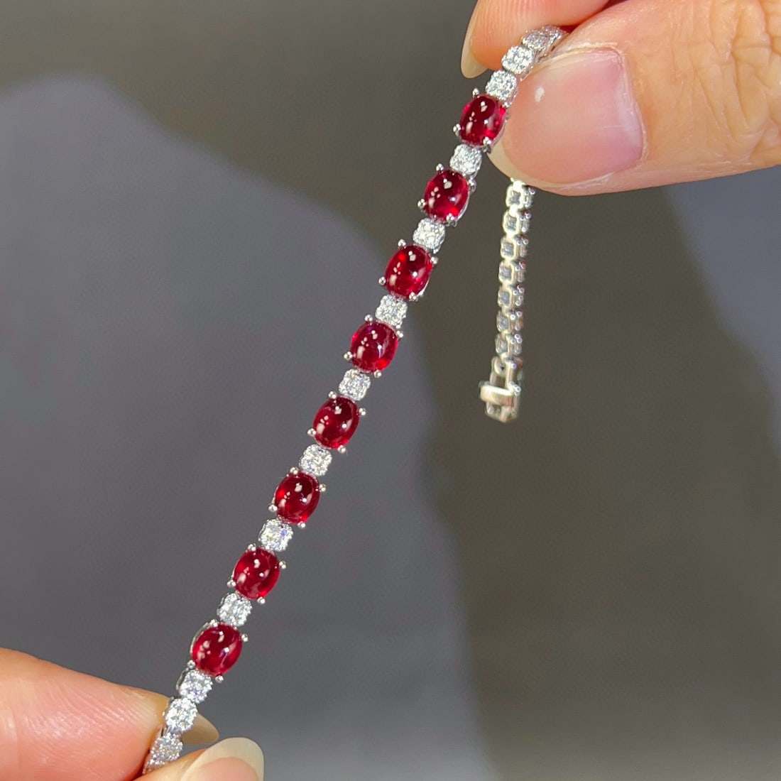 14k Gold 5.67 Ctw Natural Ruby & Diamond Bracelet - 6