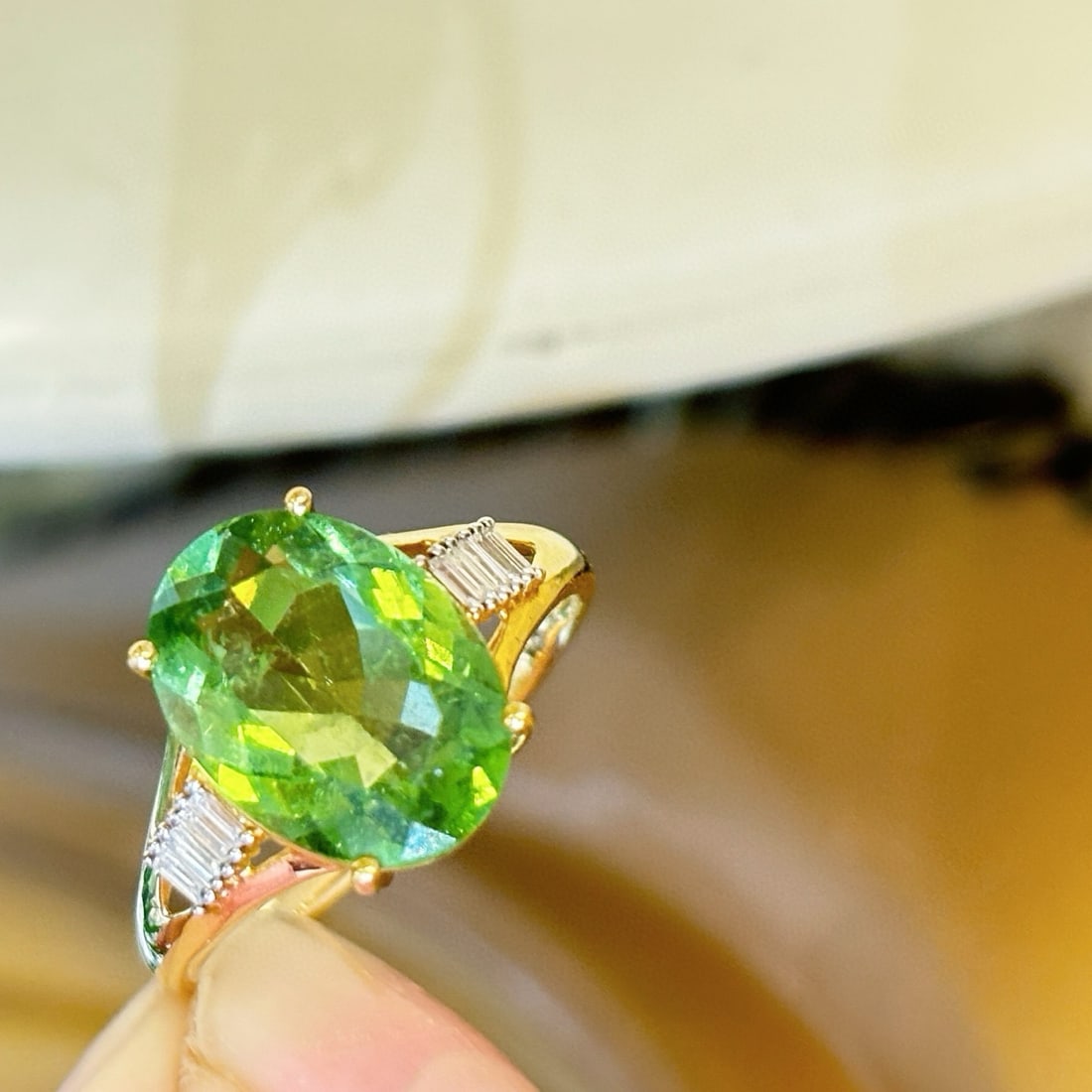 14k Gold 3.56 Ct Natural Tourmaline & Diamond Ring - 2