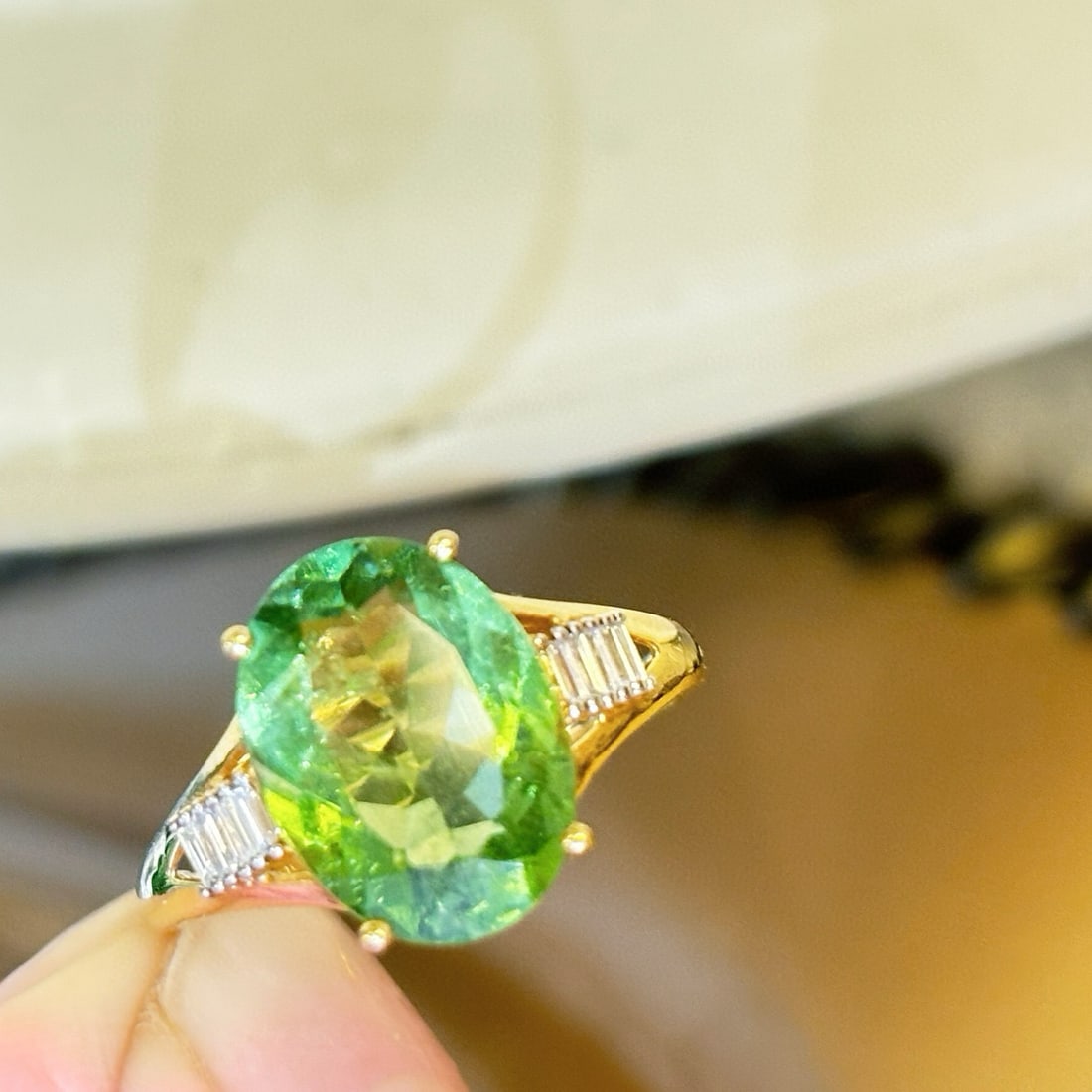 14k Gold 3.56 Ct Natural Tourmaline & Diamond Ring - 4