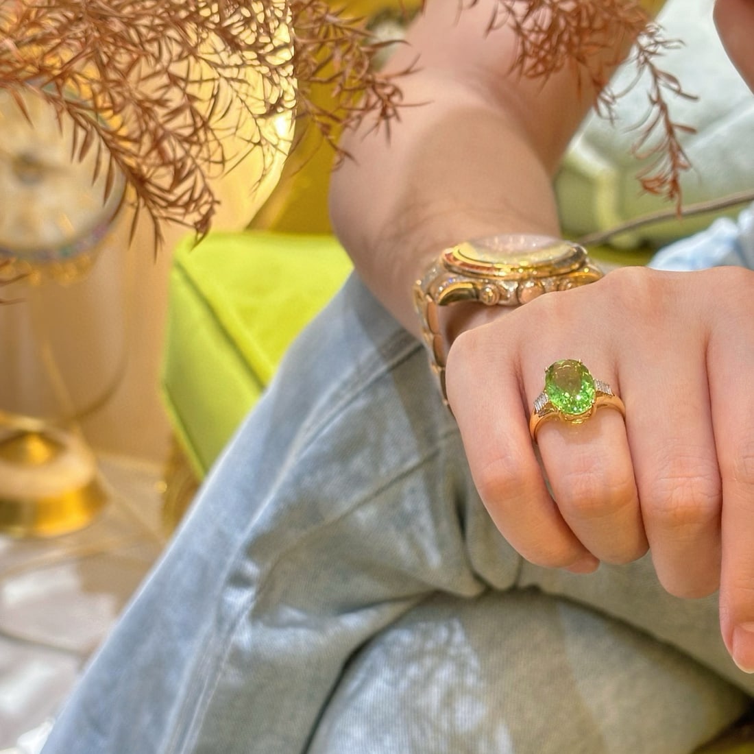 14k Gold 3.56 Ct Natural Tourmaline & Diamond Ring - 5