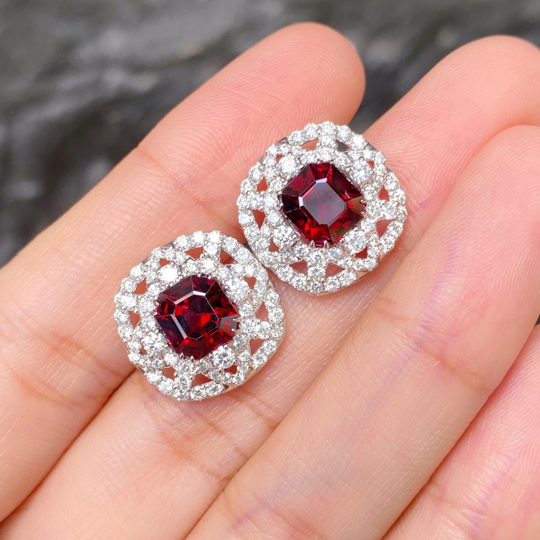 14k Gold 5.81 Ctw Natural Spinel & Diamond Earrings - 2