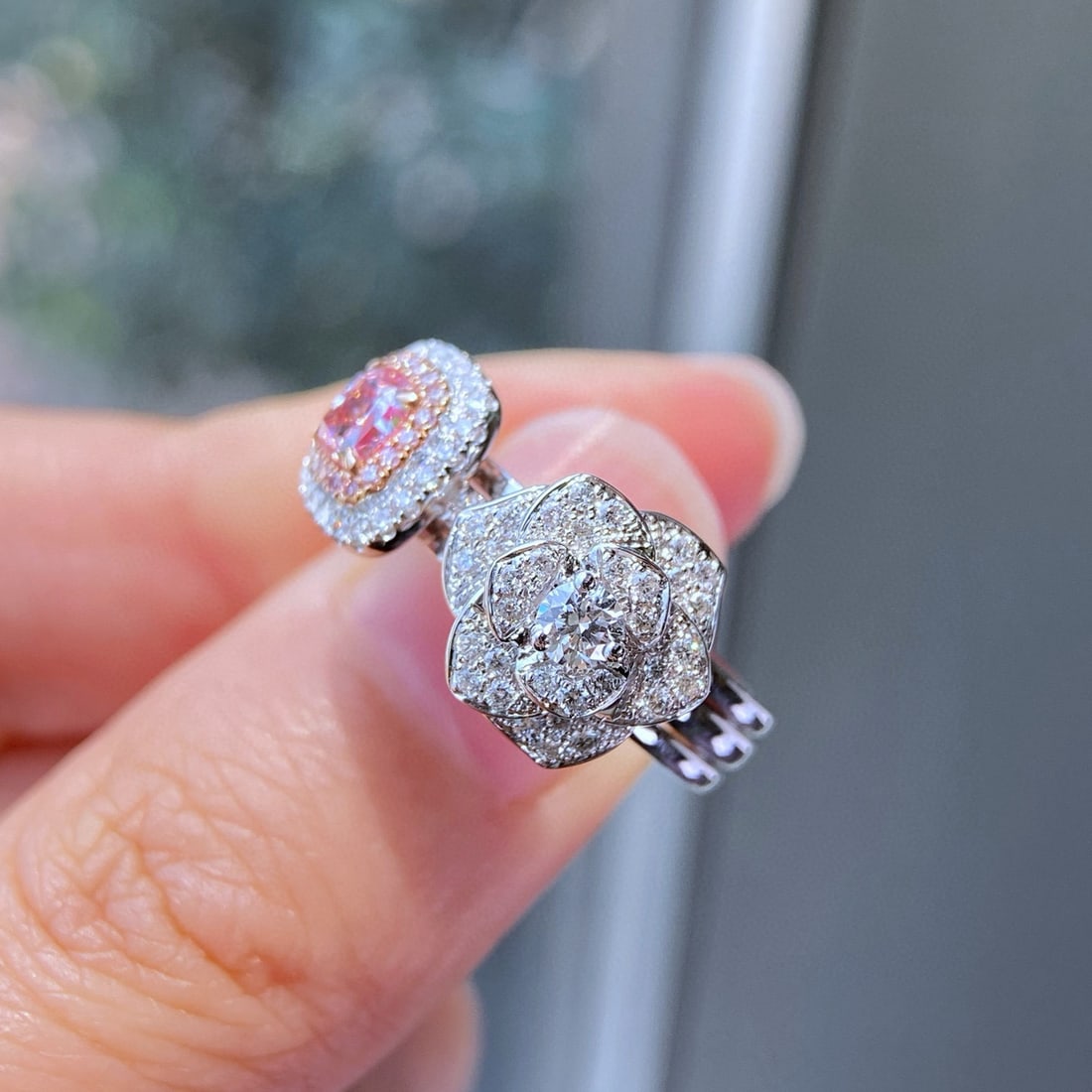 Gia Certified 14k Gold 1.12 Ctw Natural Pink Diamond & Diamond Ring - 2