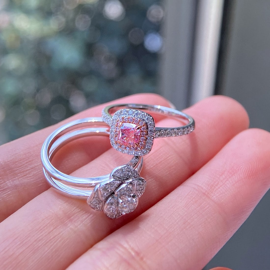 Gia Certified 14k Gold 1.12 Ctw Natural Pink Diamond & Diamond Ring - 3