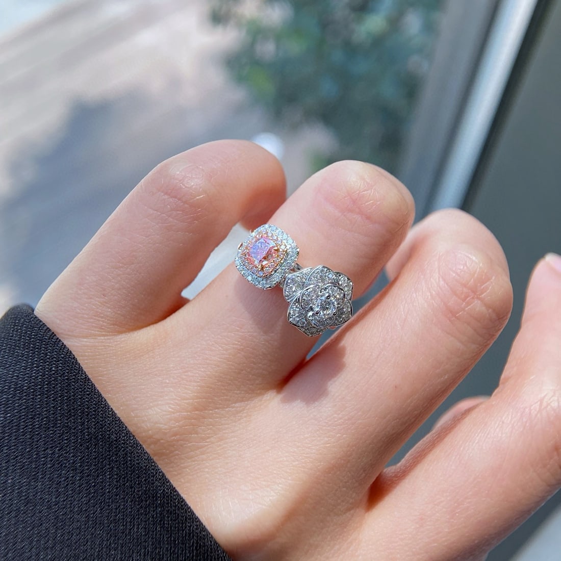 Gia Certified 14k Gold 1.12 Ctw Natural Pink Diamond & Diamond Ring - 4