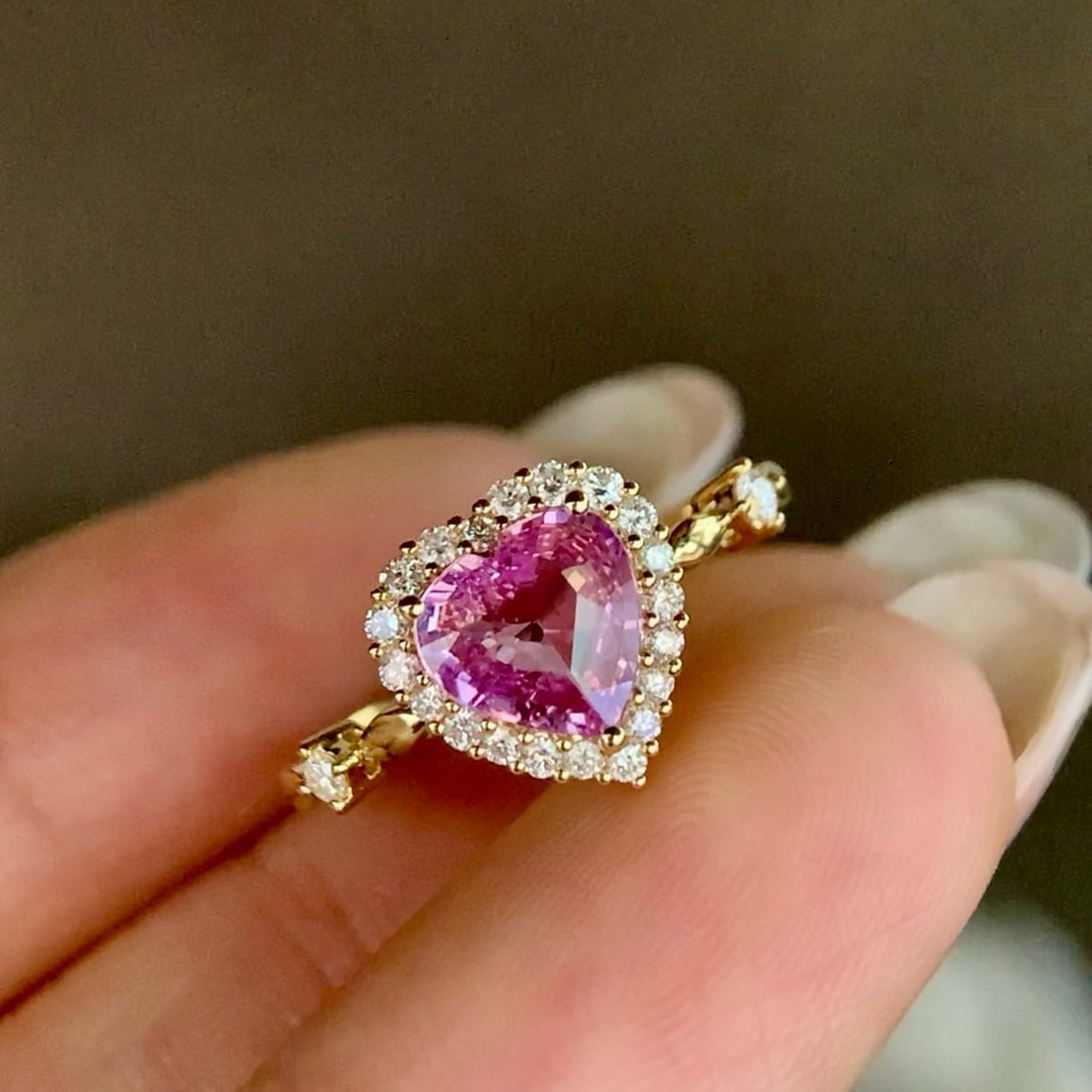 14k Gold 1.34 Ctw Natural Padparadscha Sapphire & Diamond Ring - 4