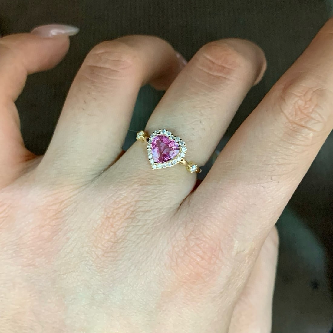 14k Gold 1.34 Ctw Natural Padparadscha Sapphire & Diamond Ring - 6