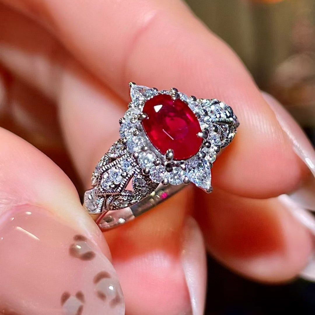14k Gold 1.40 Ctw Natural Ruby & Diamond Ring - 4