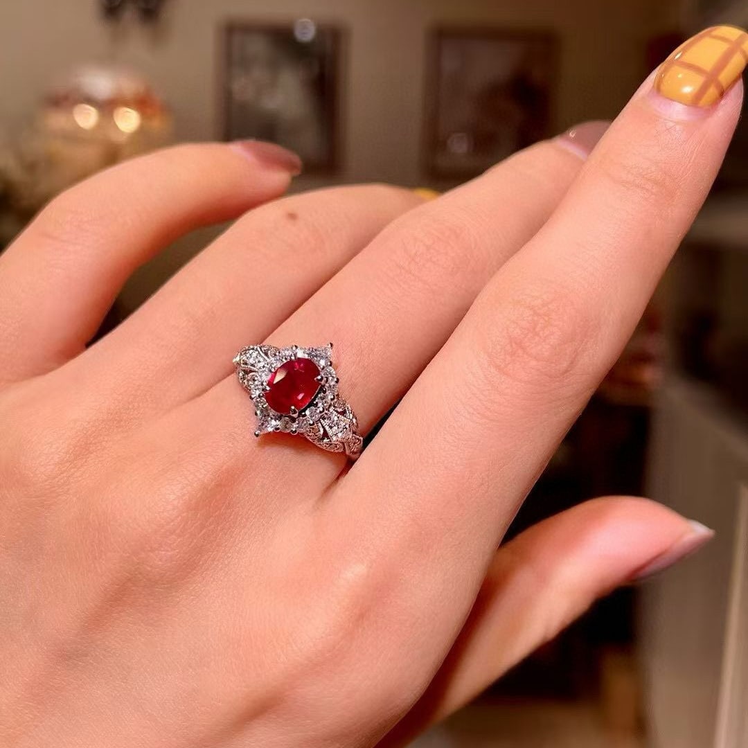 14k Gold 1.40 Ctw Natural Ruby & Diamond Ring - 5