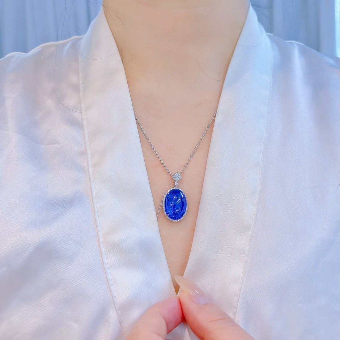 14k Gold 17.47 Ctw Natural Tanzanite & Diamond Pendant( Without Chain ) - 7