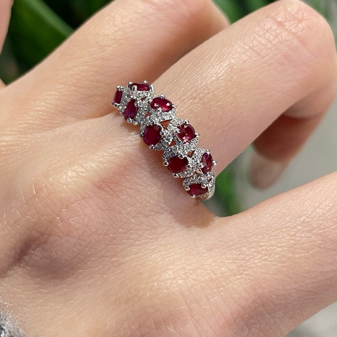 14k Gold 1.5 Ct Natural Ruby & Diamond Ring - 6