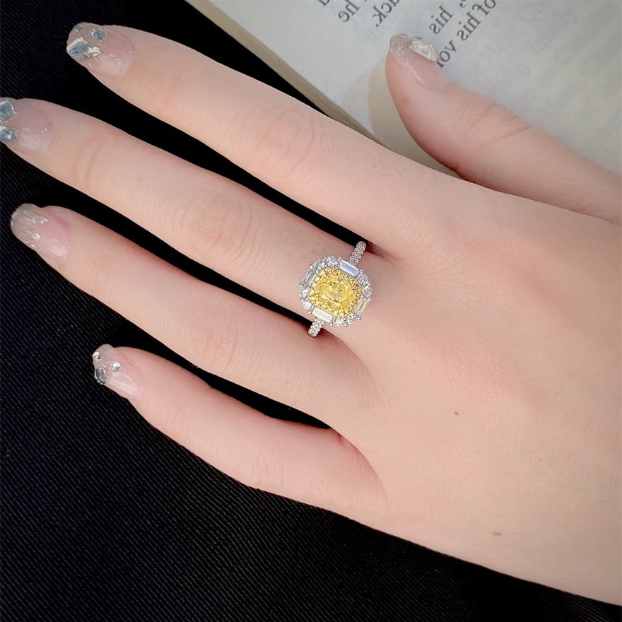 Gia Certified 14k Gold 1.70 Ctw Natural Yellow Diamond & Diamond Ring/pendant( Without Chain ) - 2