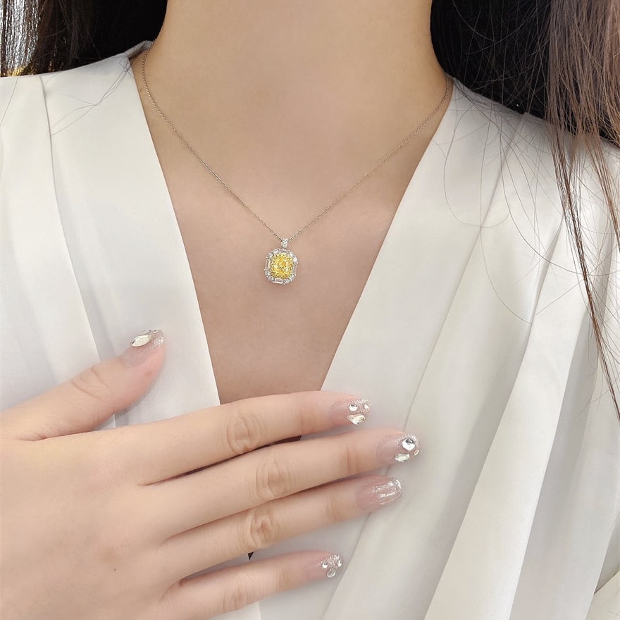 Gia Certified 14k Gold 1.70 Ctw Natural Yellow Diamond & Diamond Ring/pendant( Without Chain ) - 3