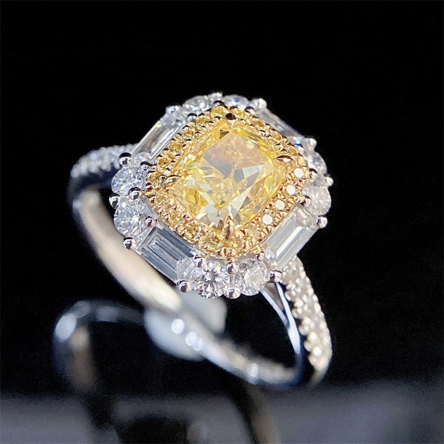 Gia Certified 14k Gold 1.70 Ctw Natural Yellow Diamond & Diamond Ring/pendant( Without Chain ) - 6