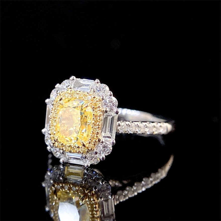 Gia Certified 14k Gold 1.70 Ctw Natural Yellow Diamond & Diamond Ring/pendant( Without Chain ) - 7