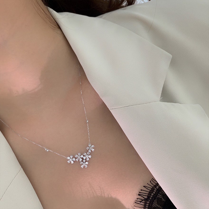 14k Gold 1.35 Ct Natural H Diamond Necklace - 2