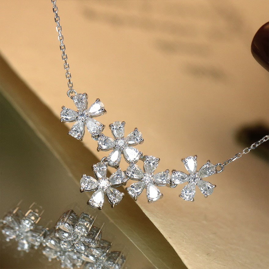 14k Gold 1.35 Ct Natural H Diamond Necklace - 3