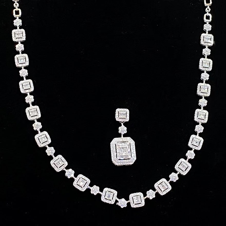 14k Gold 6 Ct Natural H Diamond Necklace - 2