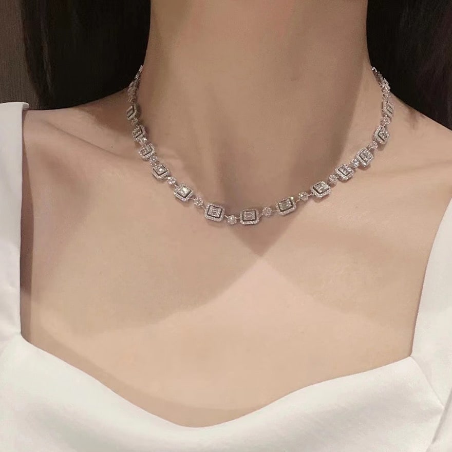 14k Gold 6 Ct Natural H Diamond Necklace - 4